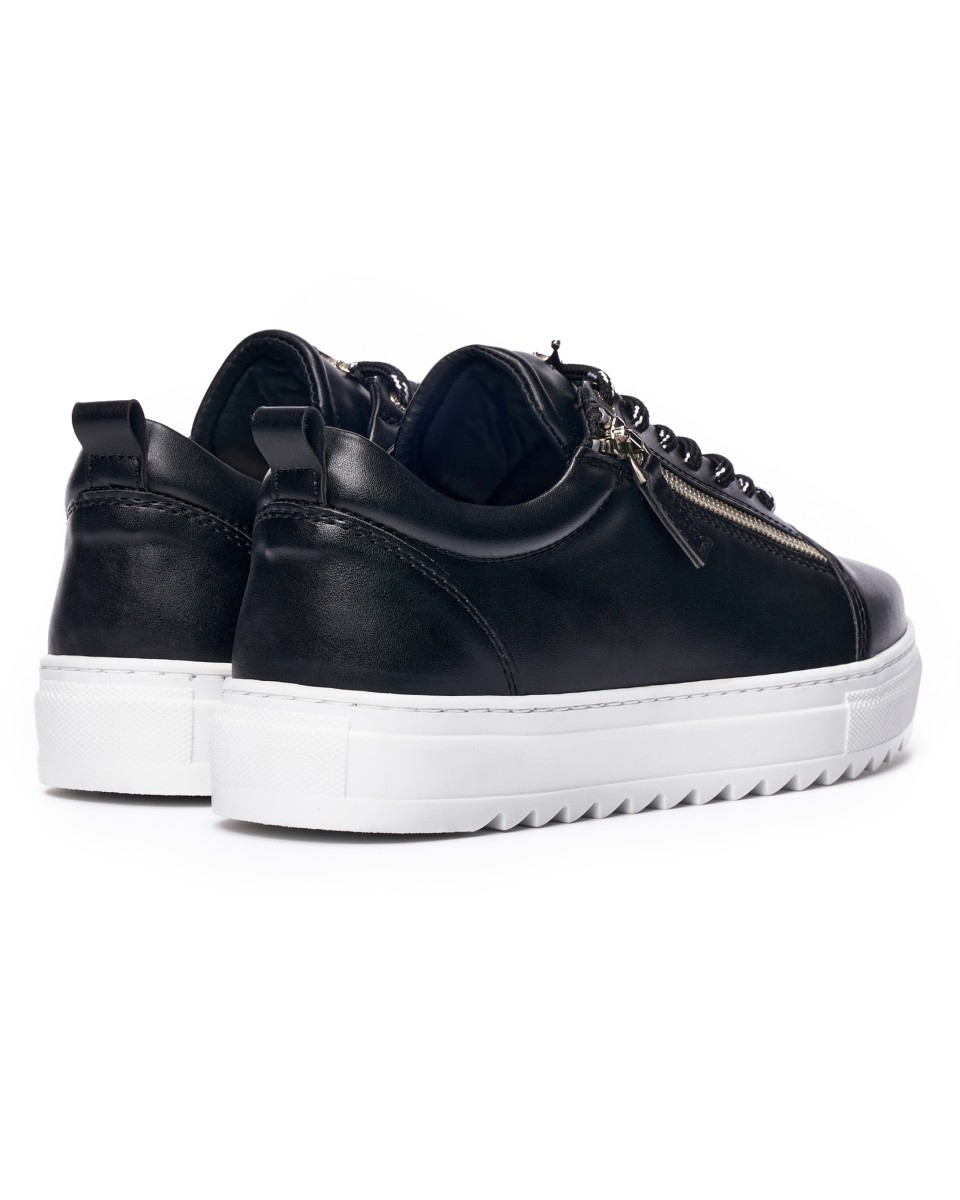 Men's Low Top Sneakers Zipper Designer Shoes Black | Martin Valen