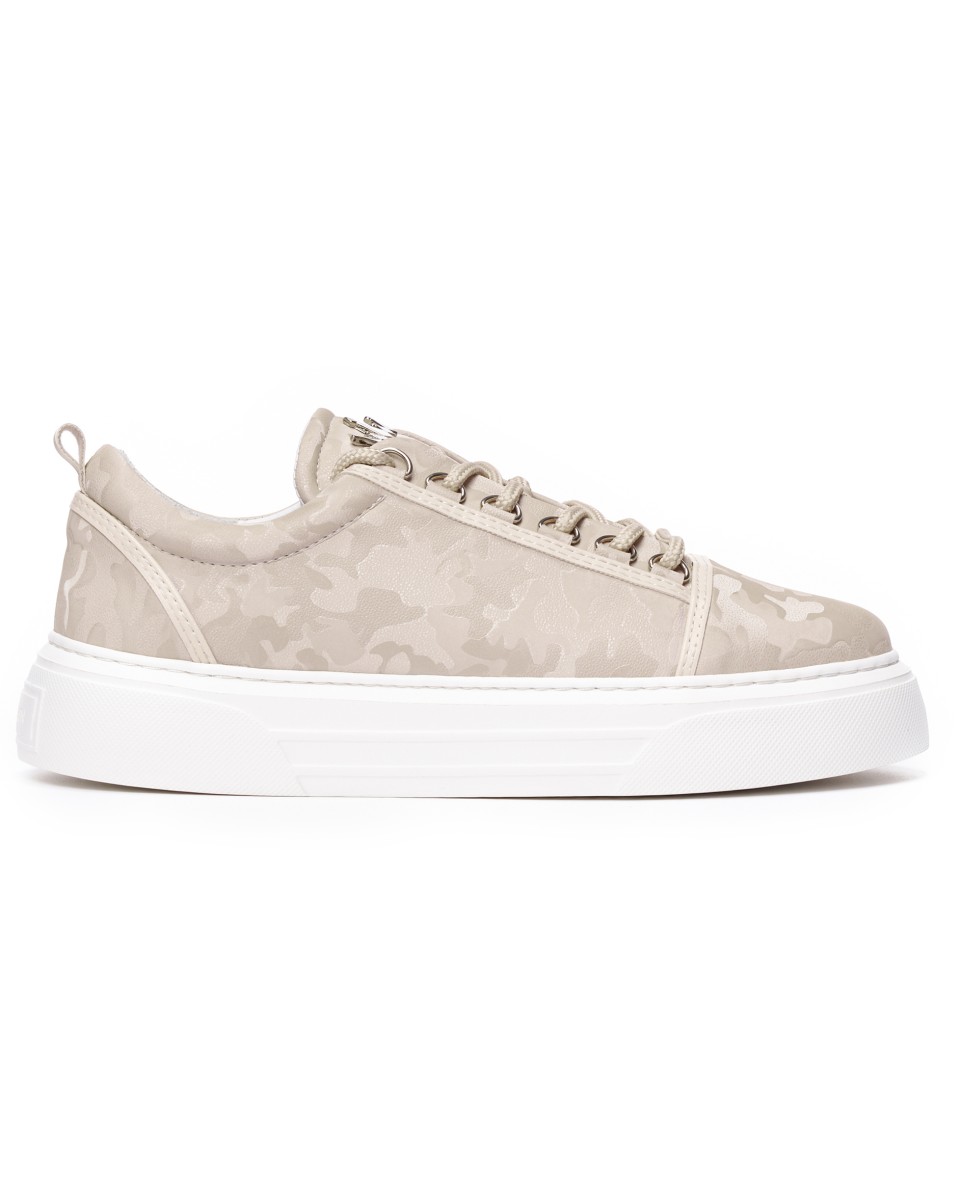 Men's Low Top Sneakers Crowned Shoes Camo Creme