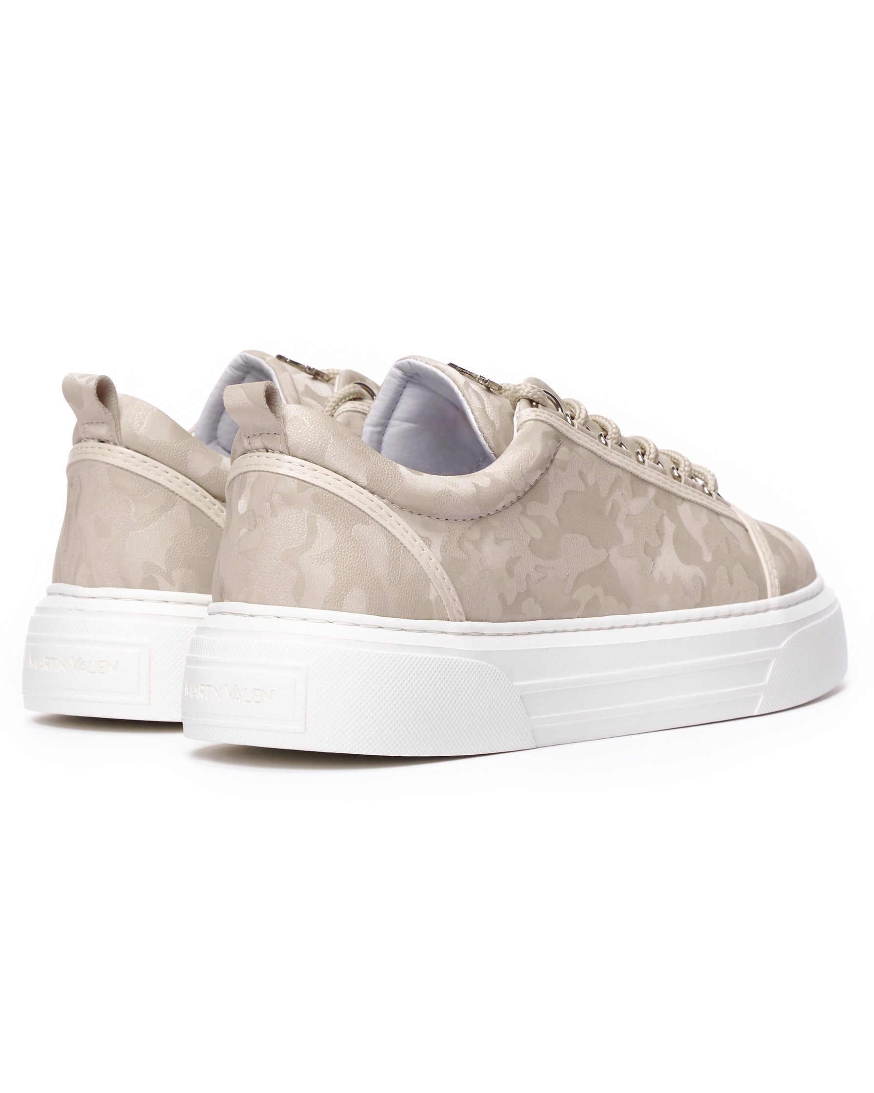 Herren Low Top Sneakers Schuhe mit Krone in Camouflage Creme | Martin Valen