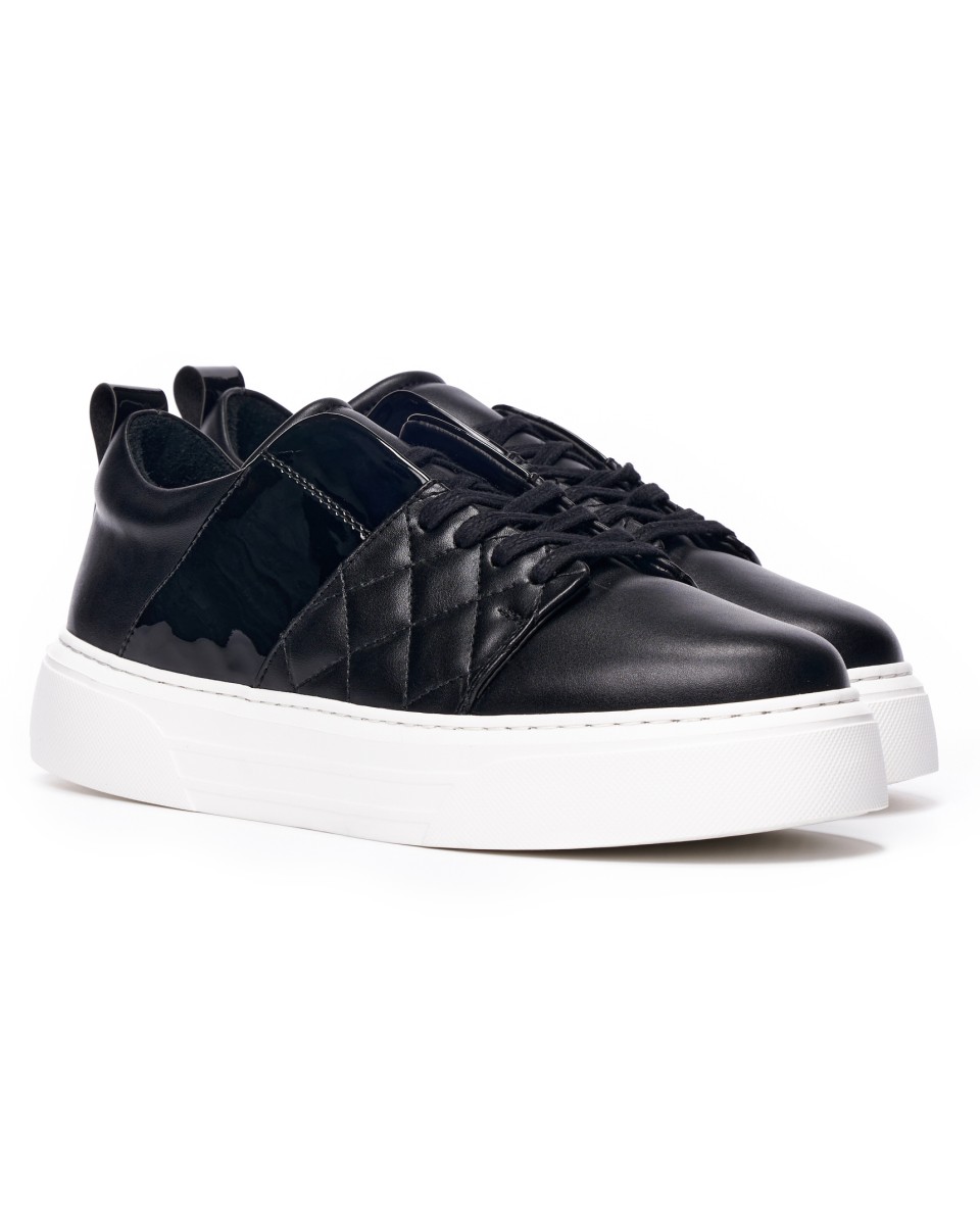 Men's Low Top Sneakers Designer Black Signature Shoes Black | Martin Valen