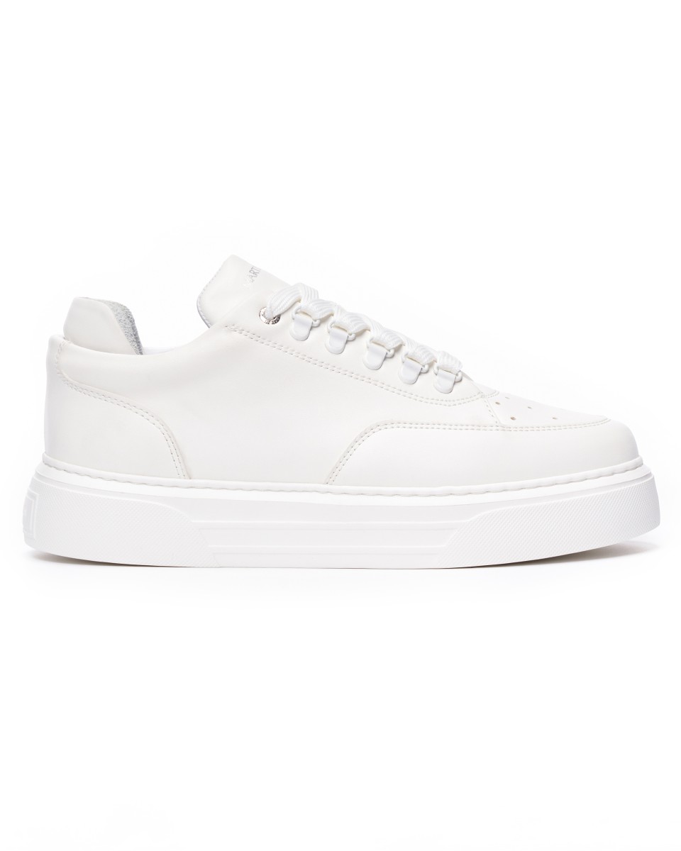 Uomo Basse Sneakers Scarpe Bianche - Bianco