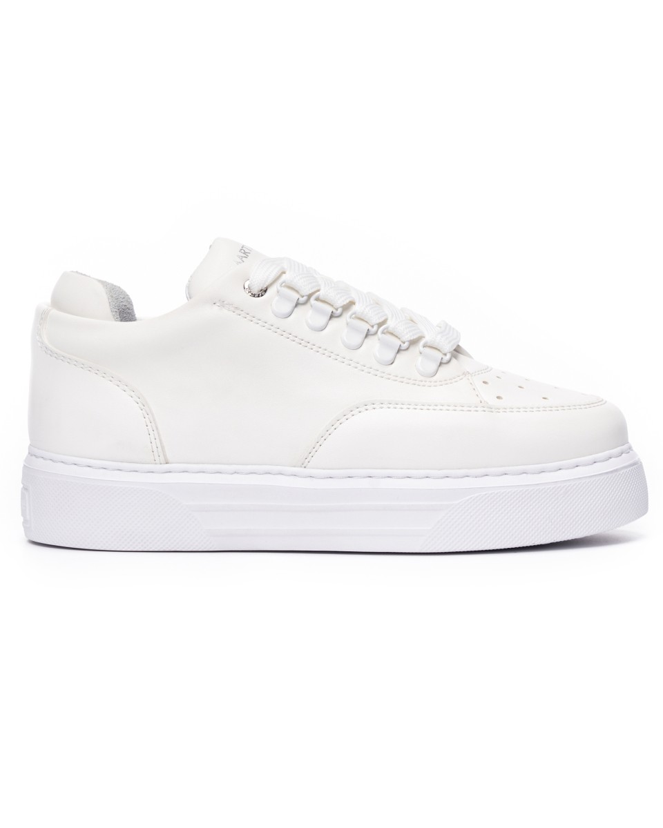 Donna Basse Sneakers Scarpe Bianche - Bianco