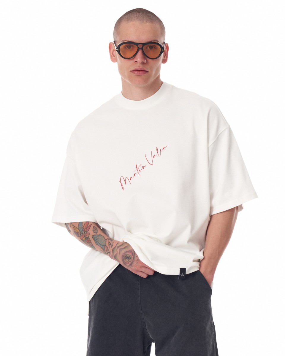 Z-Rebel Camiseta Blanca Oversize con Estampado al Agua