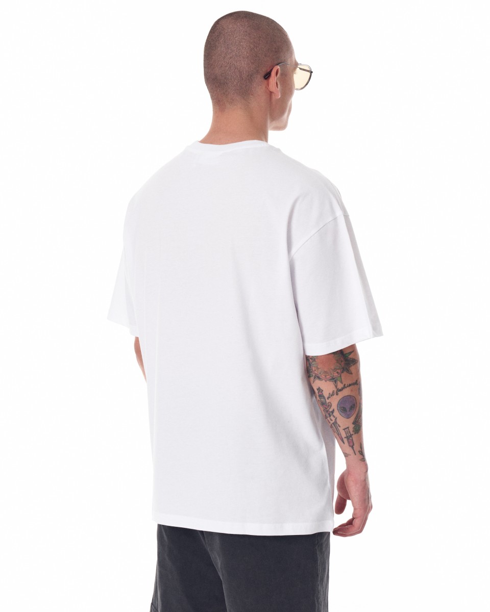 Camiseta blanca extragrande con detalle de bolsillo para hombre | Martin Valen