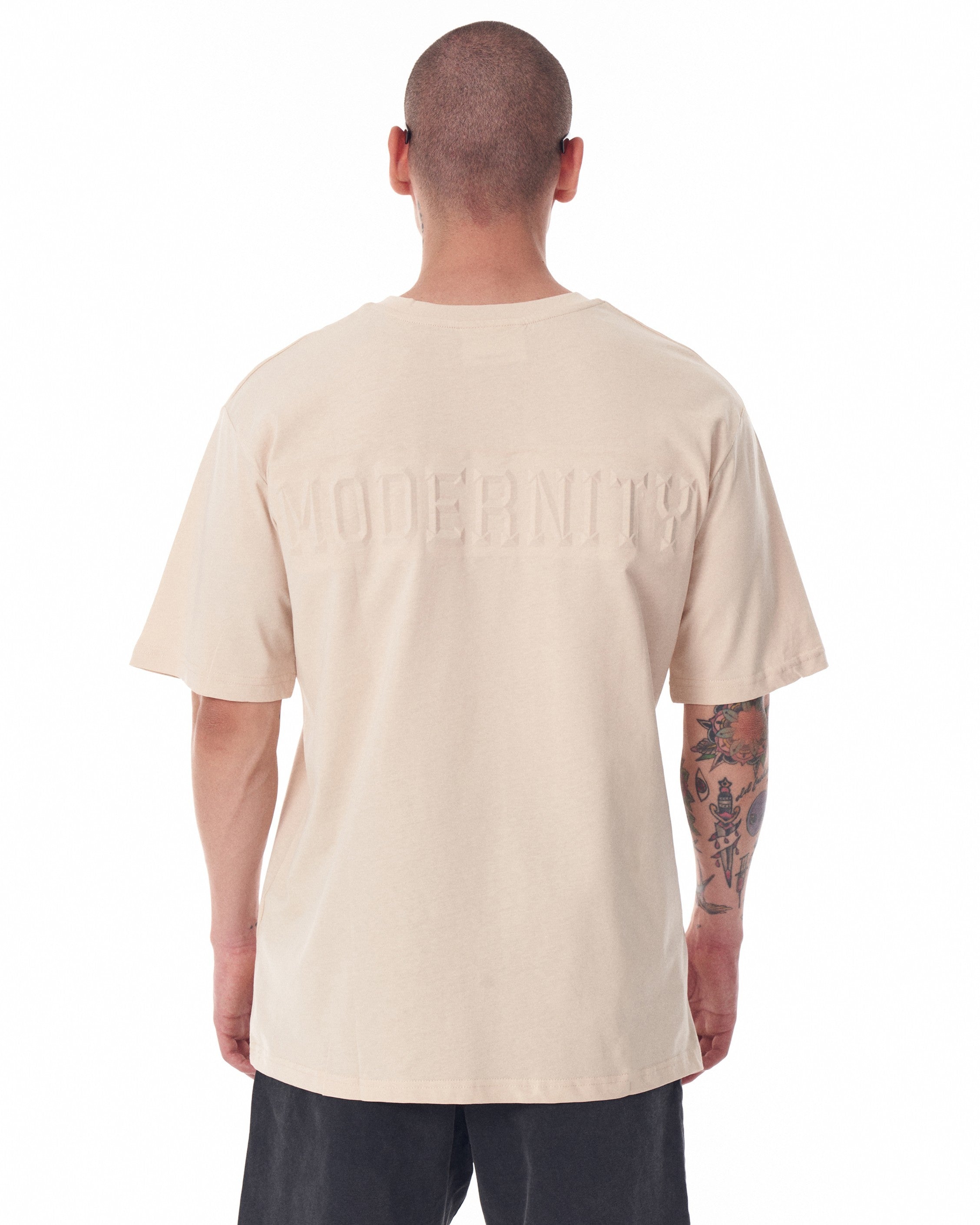 Urban style modernity print on beige T-shirt