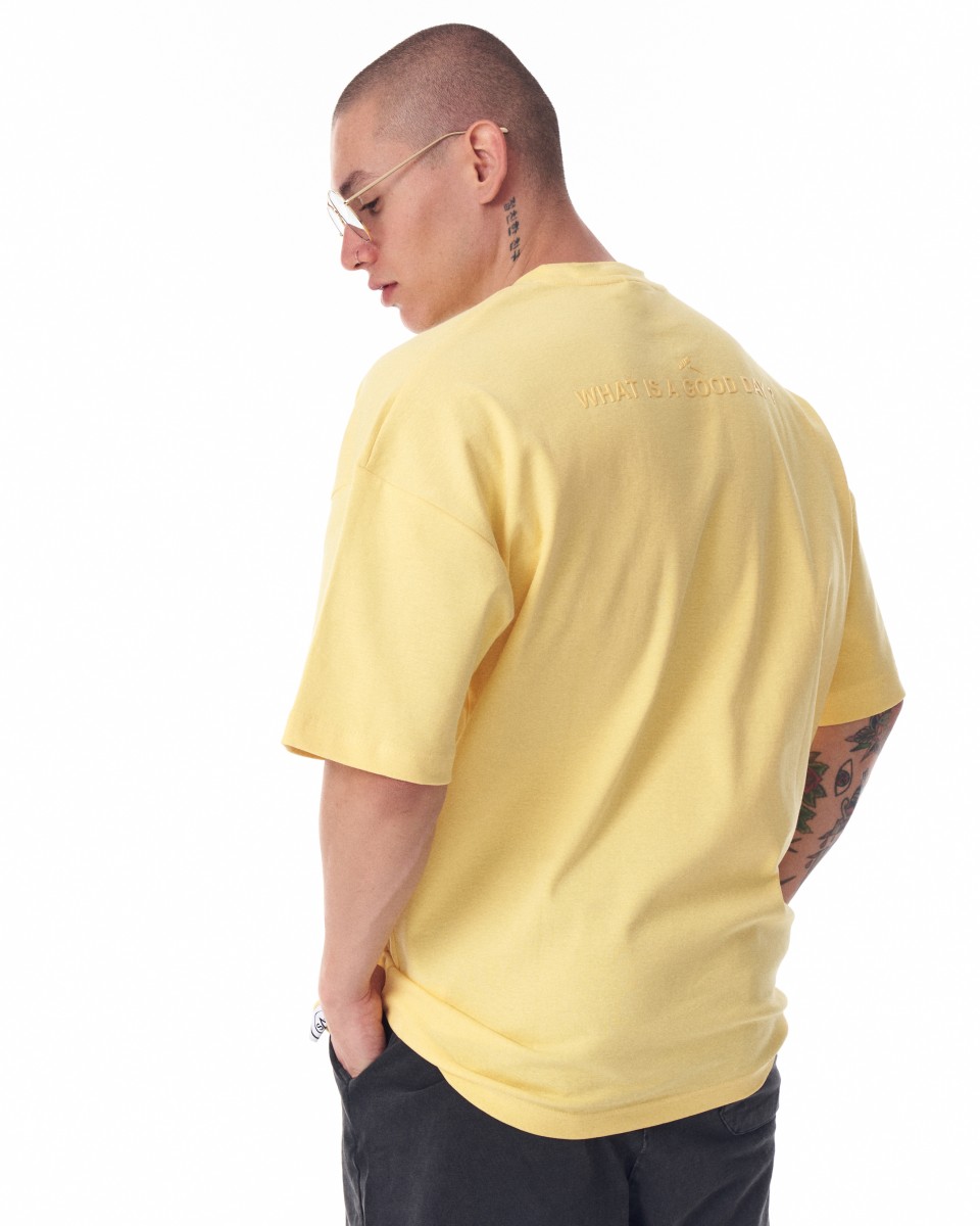 ‘’Freedom’’ Men's Printed Thick Fabric Oversized Yellow T-shirt | Martin Valen