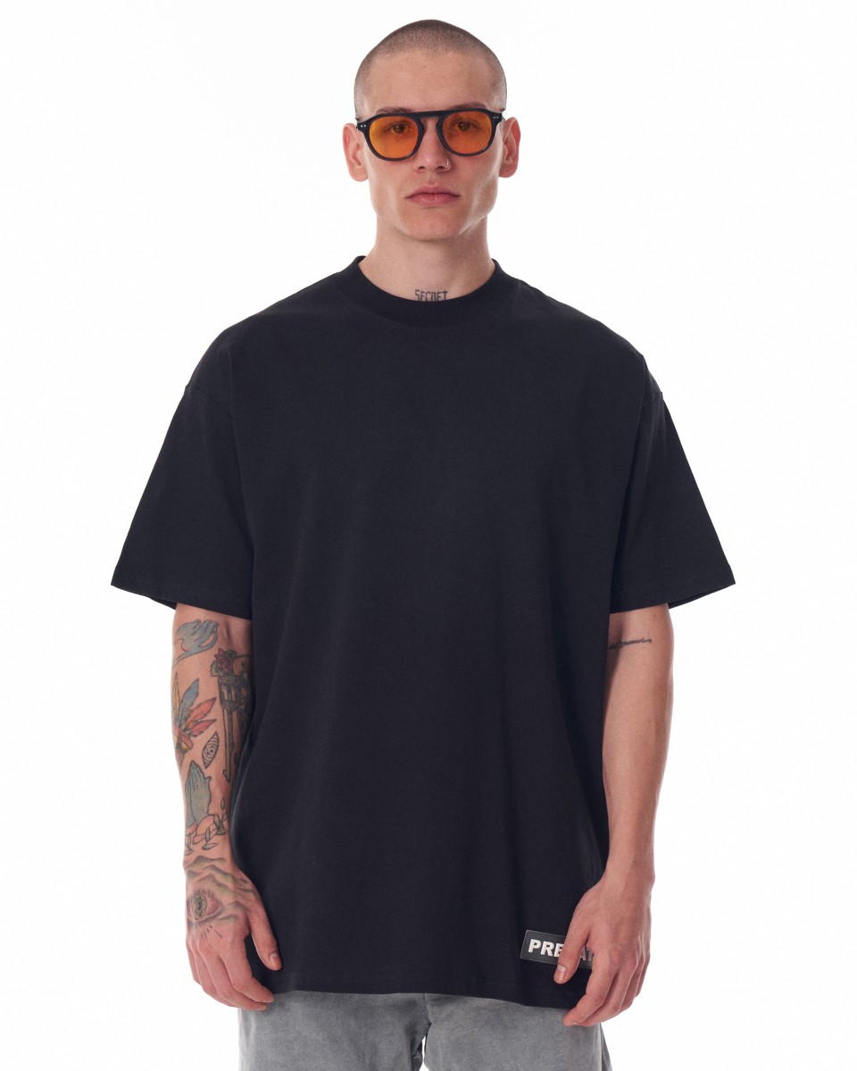 Camiseta negra extragrande con estampado de calavera para hombre | Martin Valen