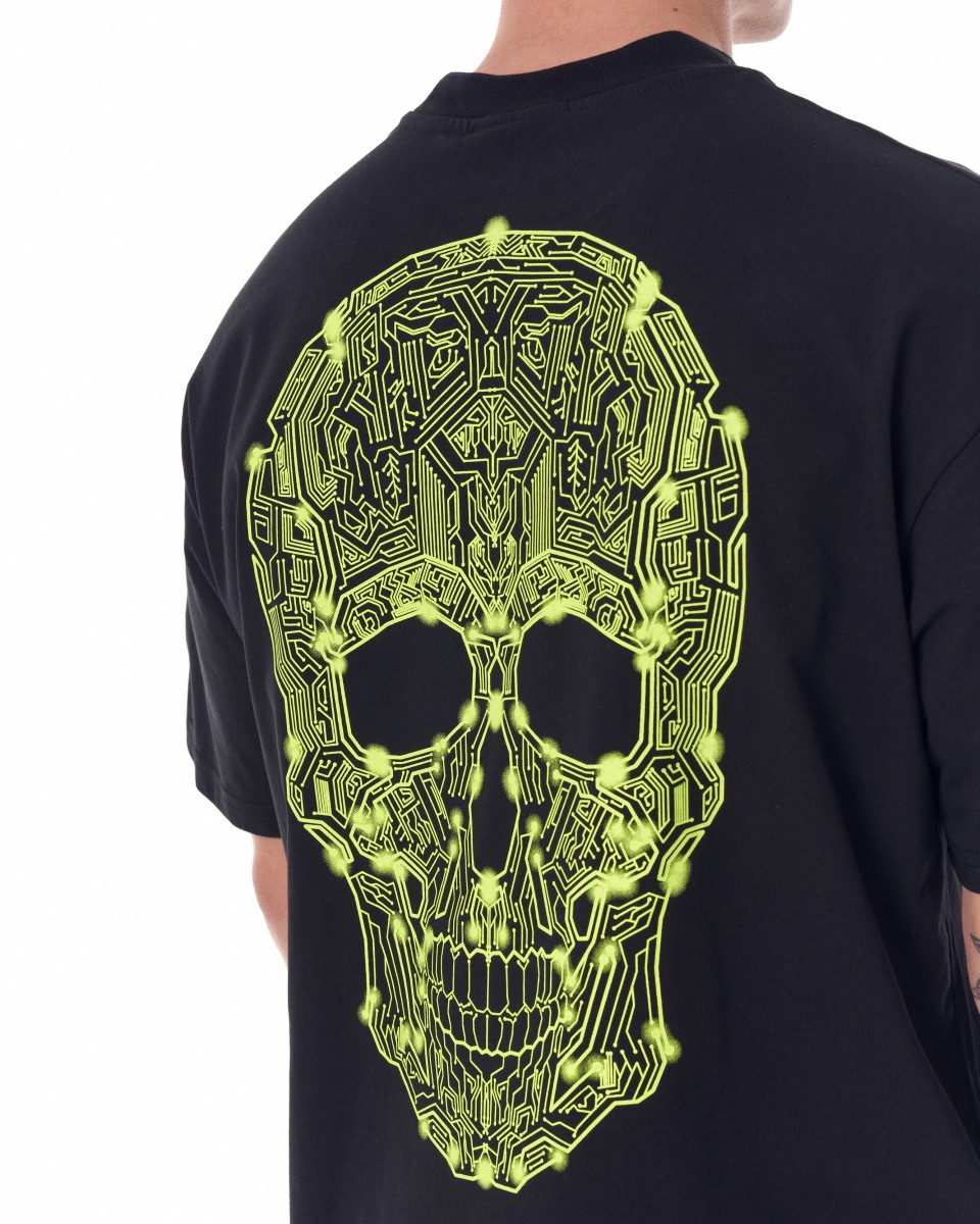 Men's Skull Print Oversized Black T-shirt | Martin Valen