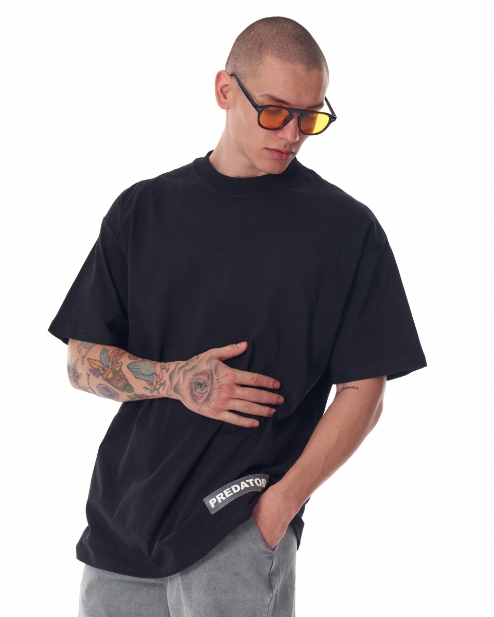 Camiseta negra extragrande con estampado de calavera para hombre | Martin Valen