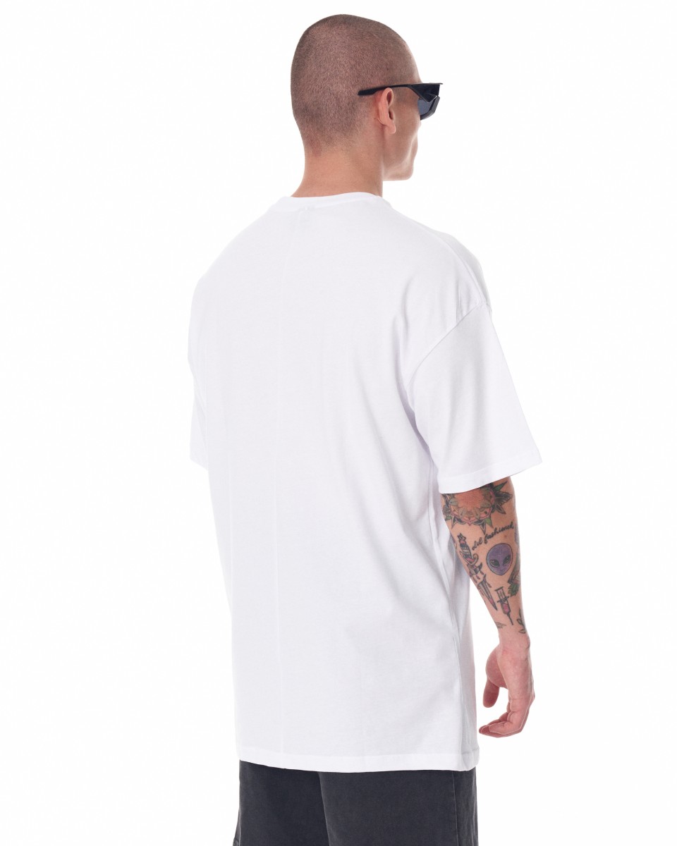 Camiseta blanca extragrande con texto en el frente para hombre | Martin Valen