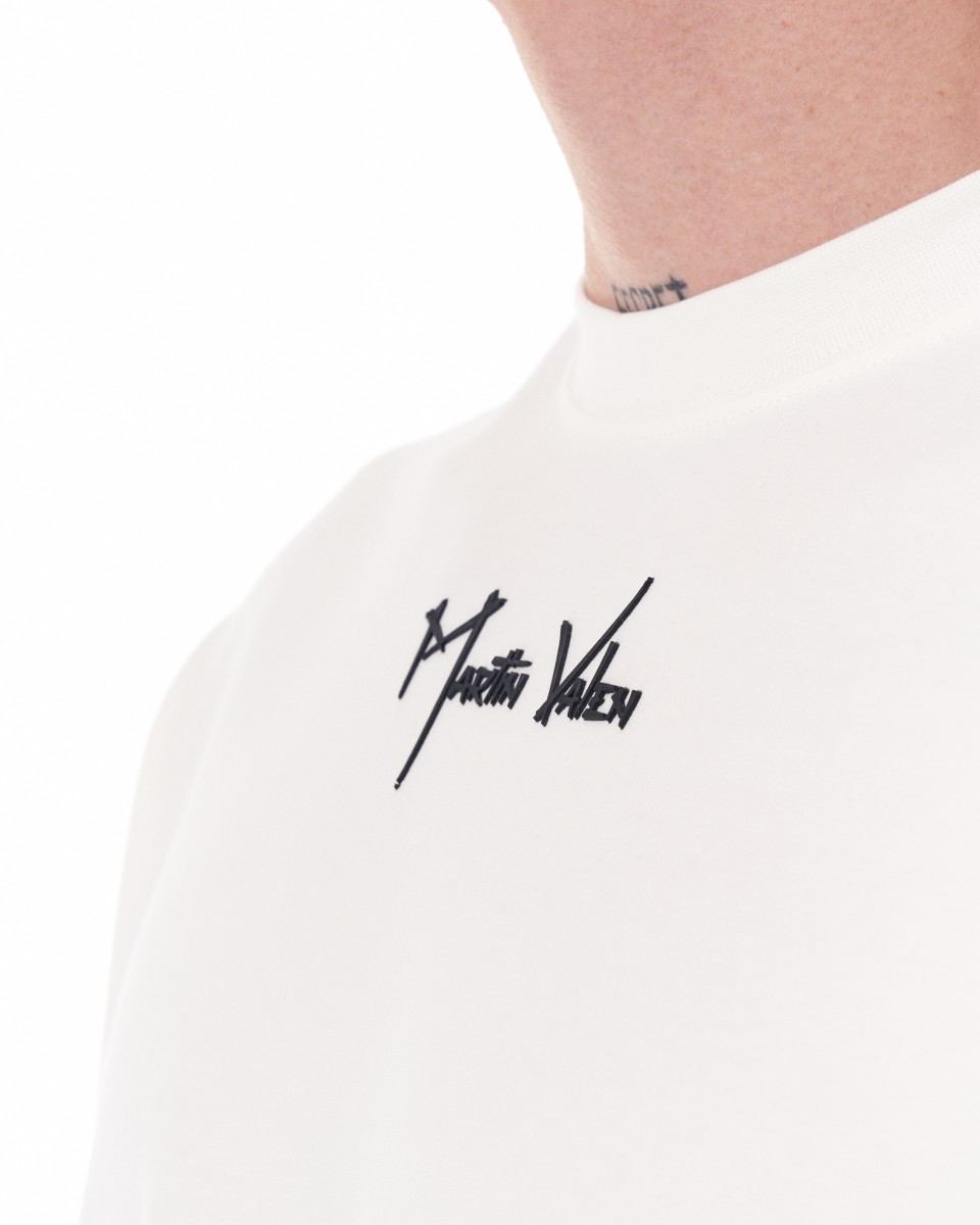 Men's Oversized Martin Valen 3D Printed White Heavy T-Shirt | Martin Valen
