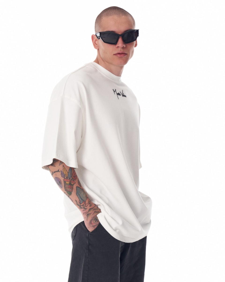 Hombre Camiseta Gruesa Blanca Martin Valen 3D Oversize | Martin Valen
