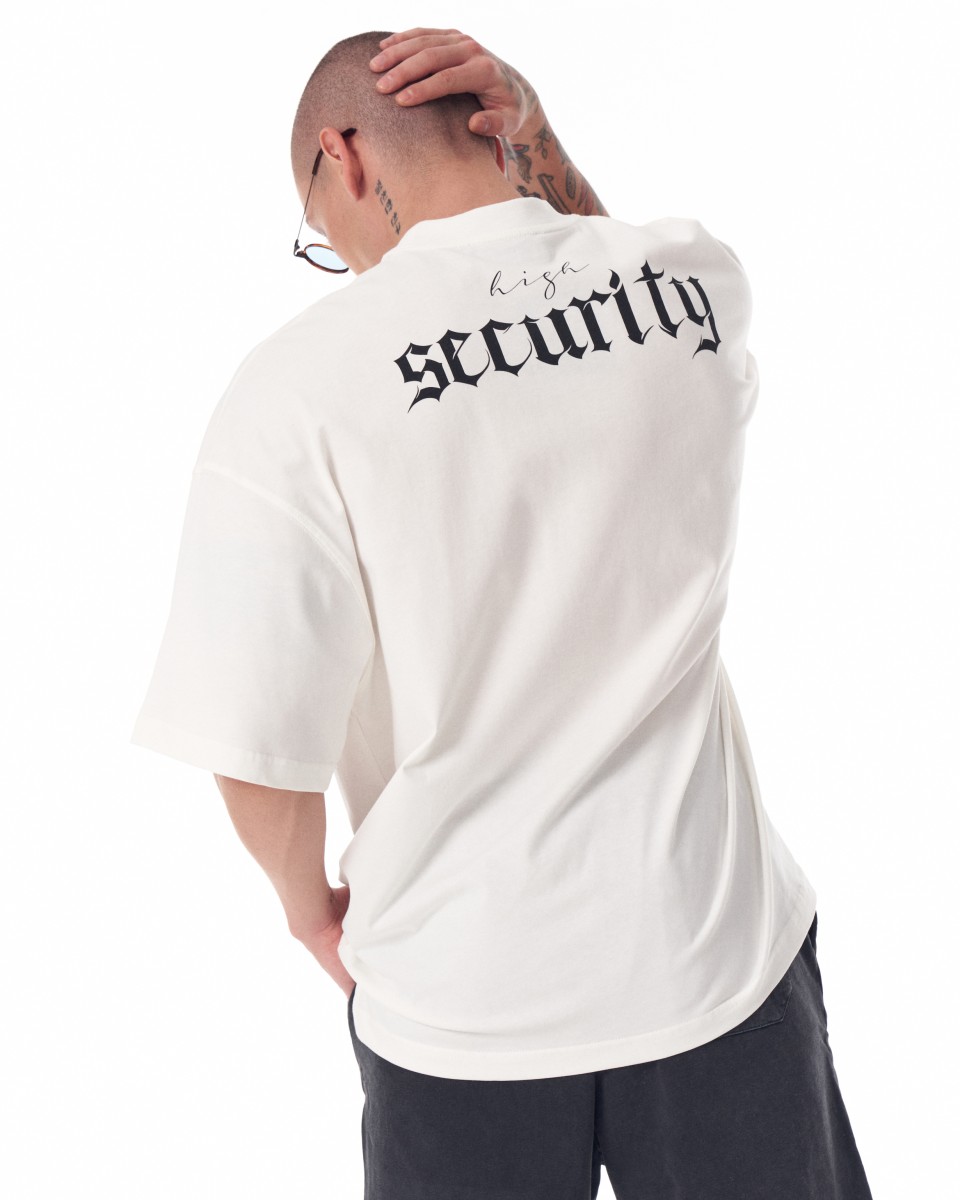 Camiseta pesada blanca serigrafiada con espalda extragrande para hombre | Martin Valen