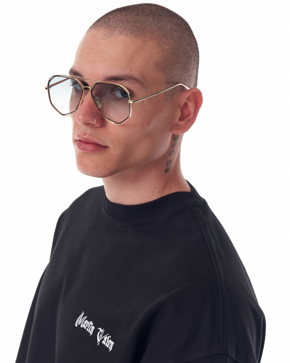 Camiseta Pesada Negra con Estampado 3D en el Pecho y la Espalda de Gran Tamaño para Hombre | Martin Valen