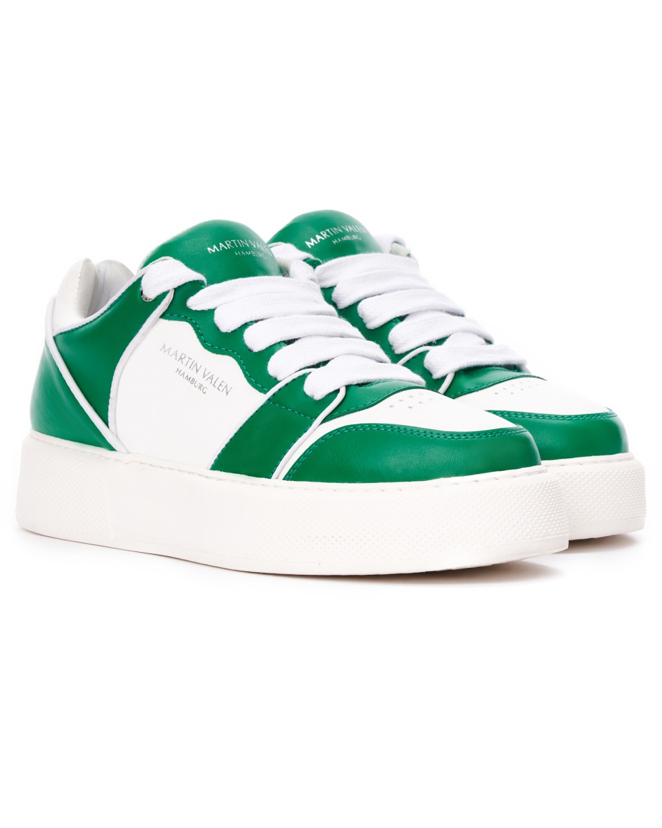 Zapatillas Altas Bicolor para Hombres en Verde-Blanco | Martin Valen