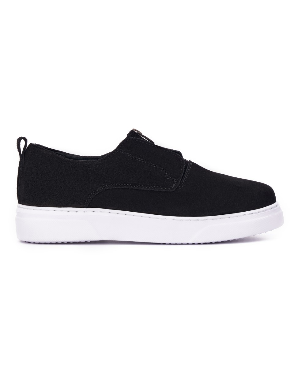 Men's Designer Suede Leather Sneakers Shoes in Black and White