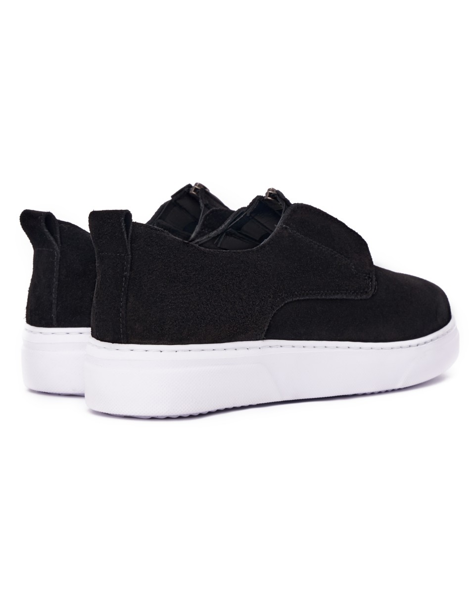 Men's Designer Suede Leather Sneakers Shoes in Black and White | Martin Valen