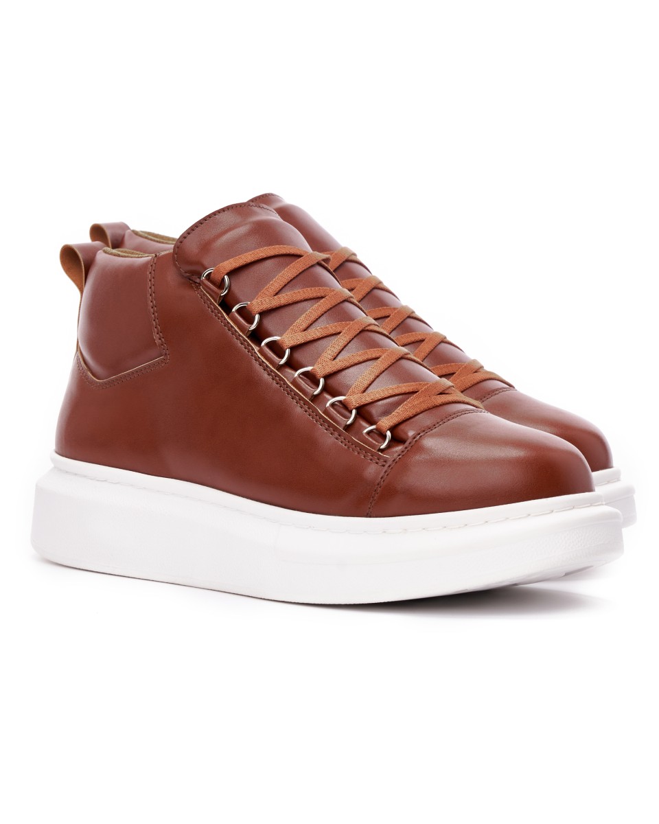 Men’s High Top Sneakers Shoes Taupe | Martin Valen