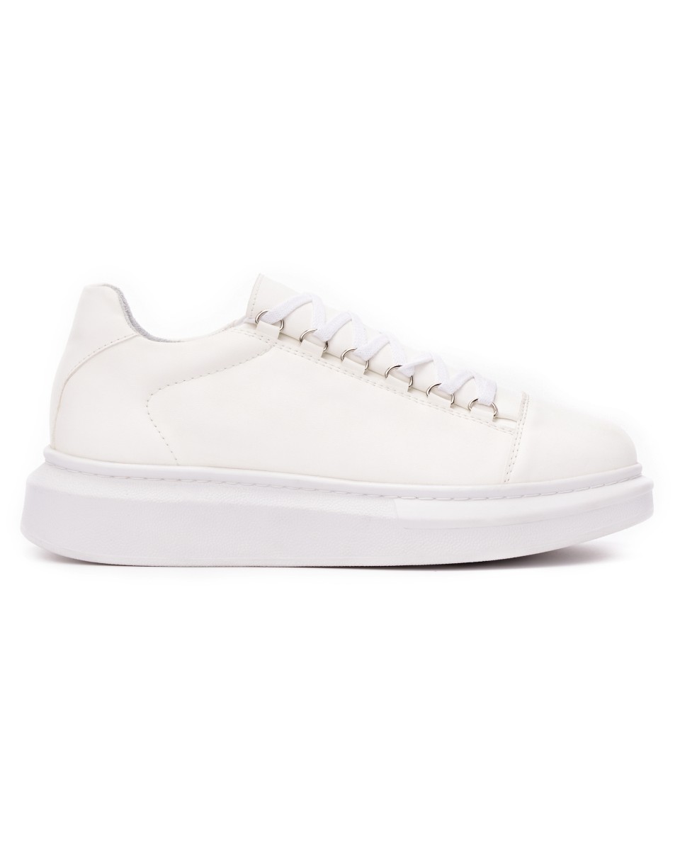 Men’s Low Top Chunky Sneakers in White - White