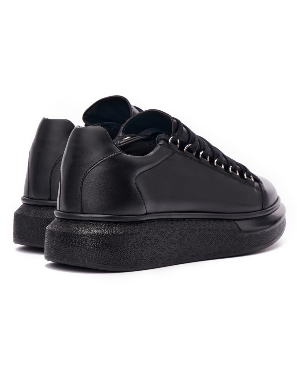 Men’s High Sole Low Top Sneakers Shoes Black | Martin Valen
