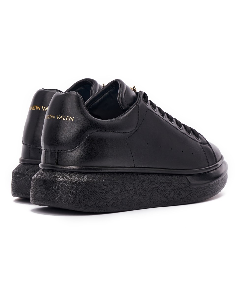 Men’s Crowned Chunky Sneakers Shoes Full Black | Martin Valen