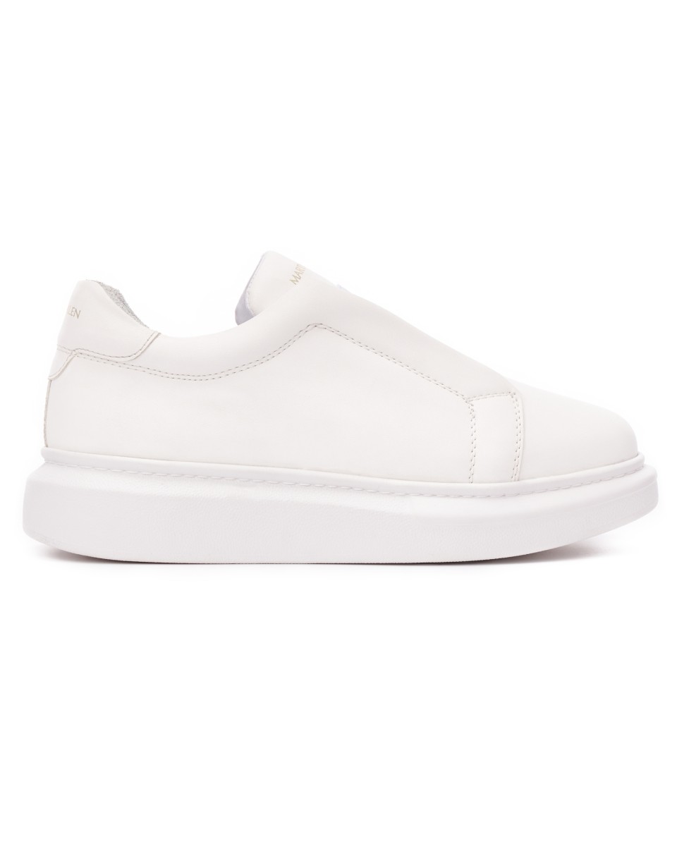 Uomo Slip On Sneakers Scarpe Bianche - Bianco