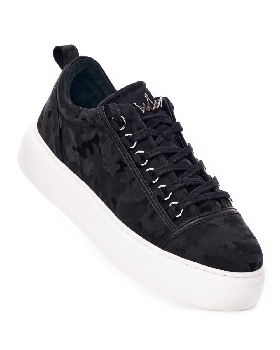 Men's Low Top Sneakers Crowned Shoes Camo Black | Martin Valen