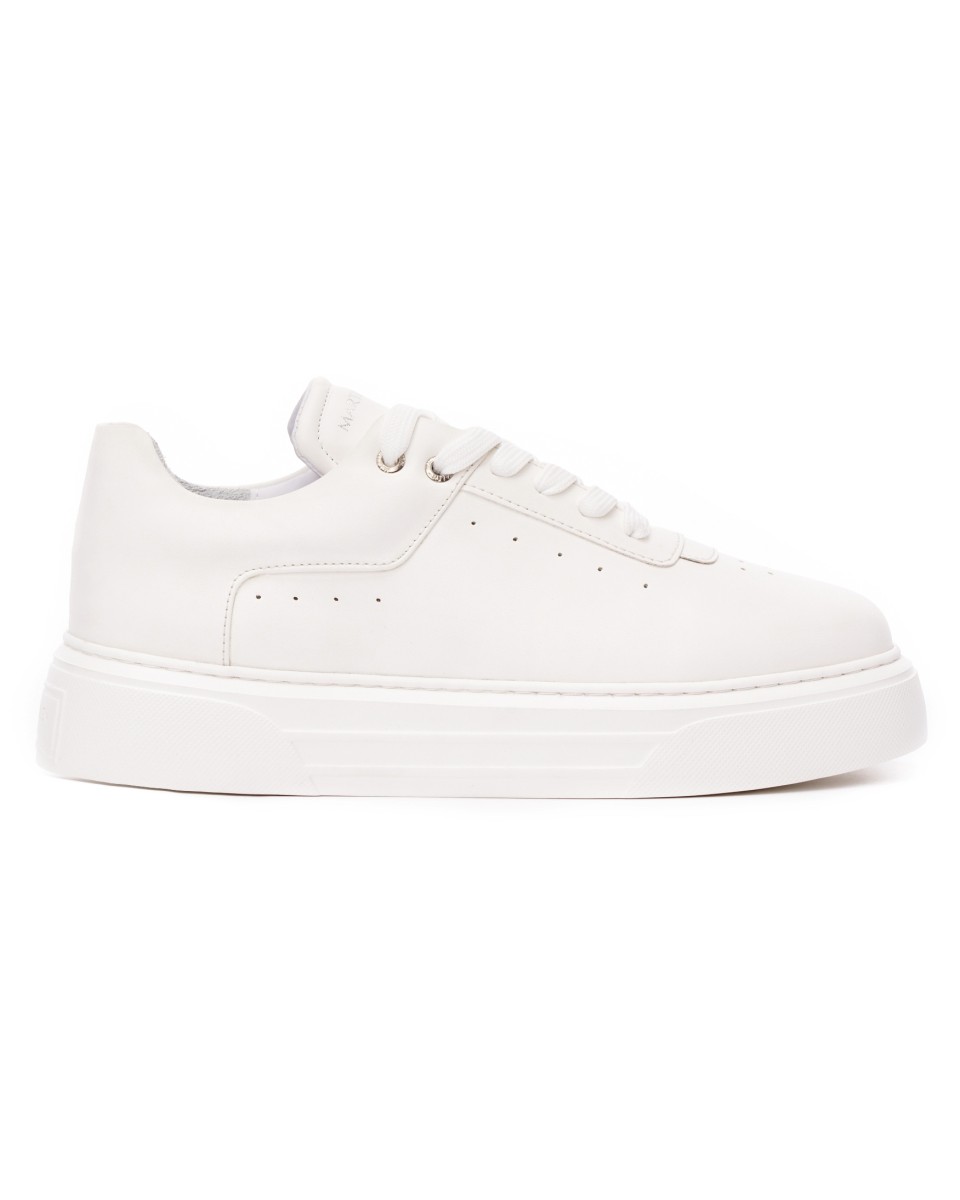 Tênis Casual Masculino Sapatos Respiráveis Brancos - Branco