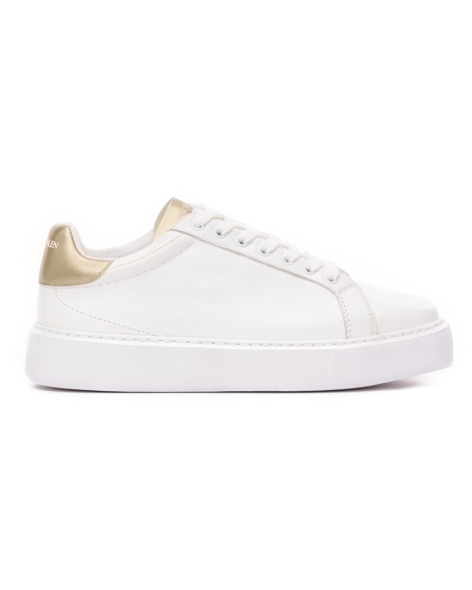 Heren Casual Sneakers Iconic Wit-Goud - Wit