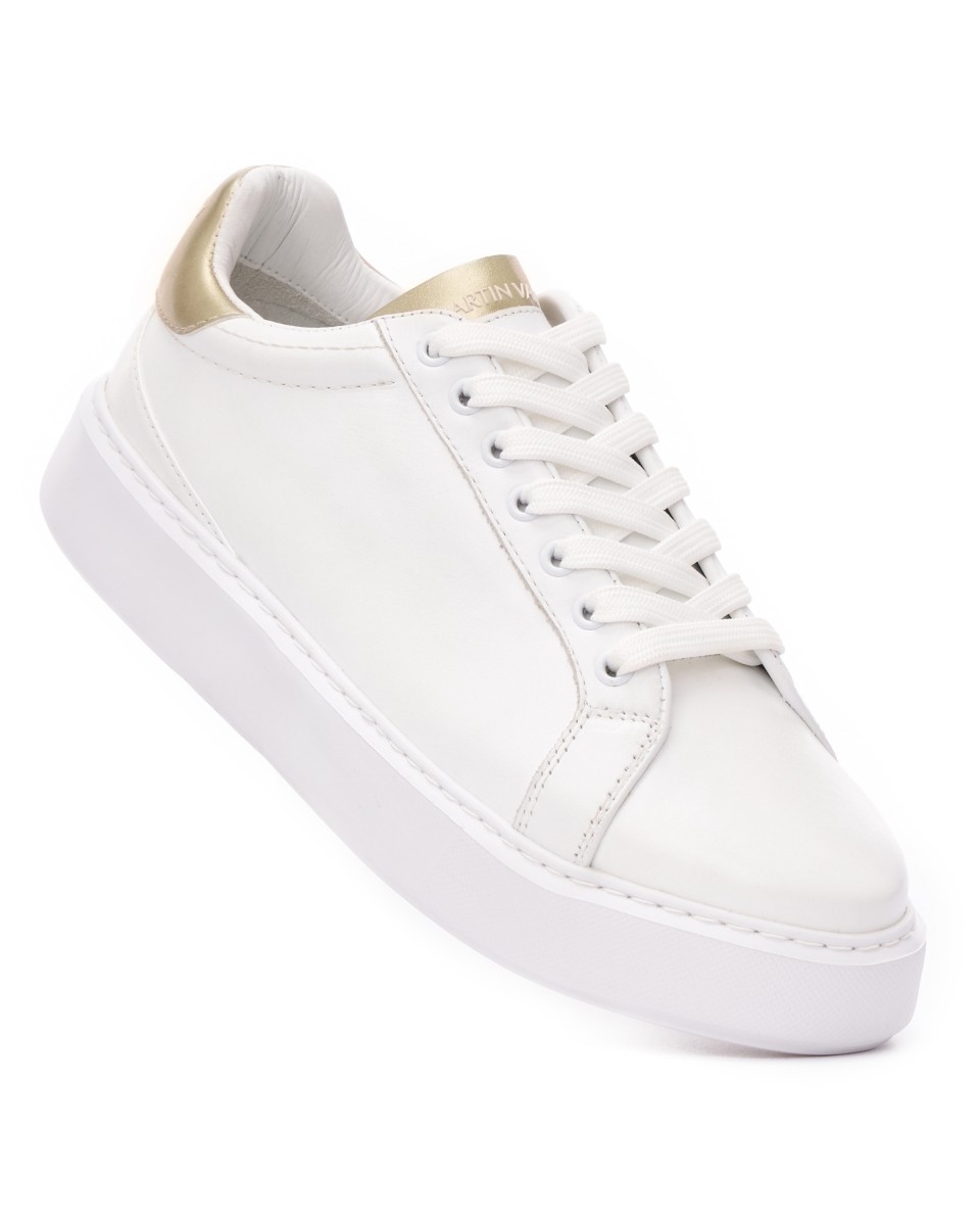 Men's Casual Sneakers Iconic White-Gold | Martin Valen