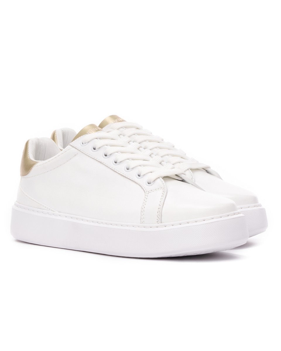 Men's Casual Sneakers Iconic White-Gold | Martin Valen
