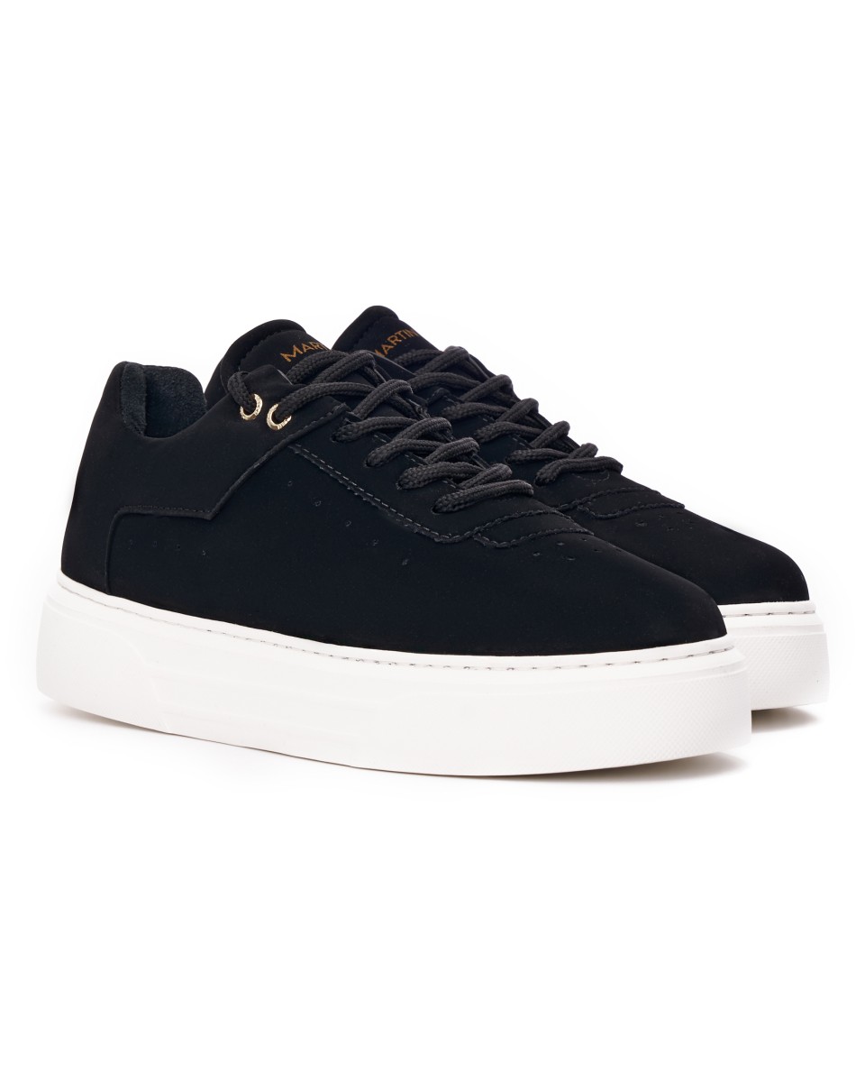 Men’s Casual Sneakers Breathable Shoes in Black Suede | Martin Valen