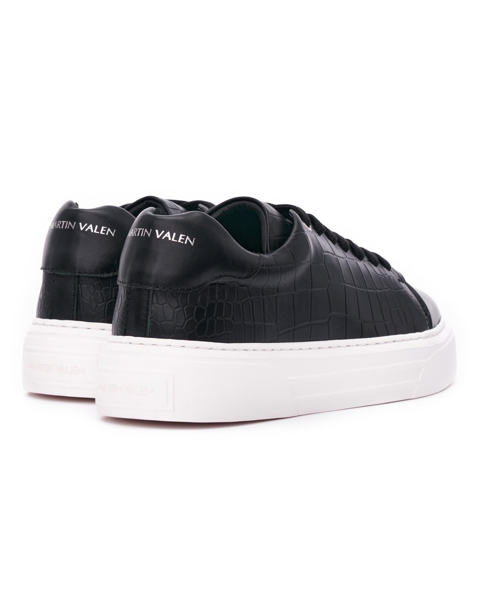Rizz Lizz Genuine Leather Sneakers Shoes in Black | Martin Valen