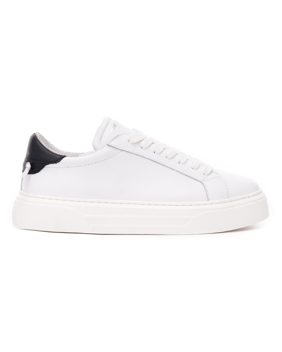 Node High Street Leather Sneakers White Black - White
