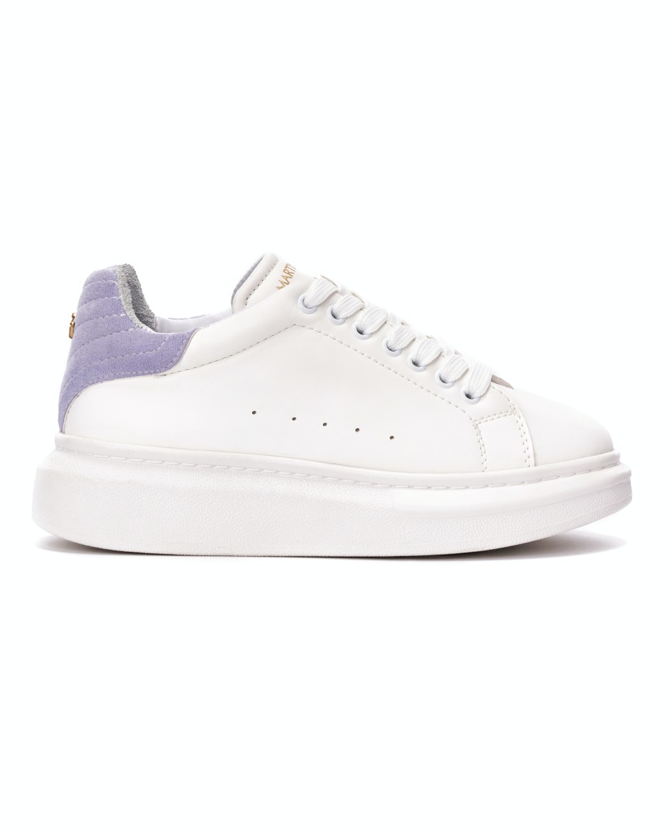 V-Harmony Sapatos para Mulher com Aba Colorida no Calcanhar em Branco - Purple