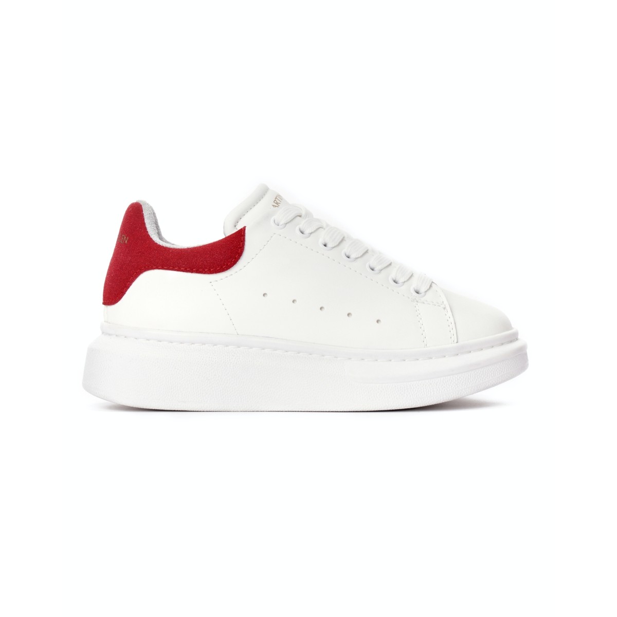 Martin Valen Sneakers da Donna con Suola Alta in Bianco e Rosso - Bianco