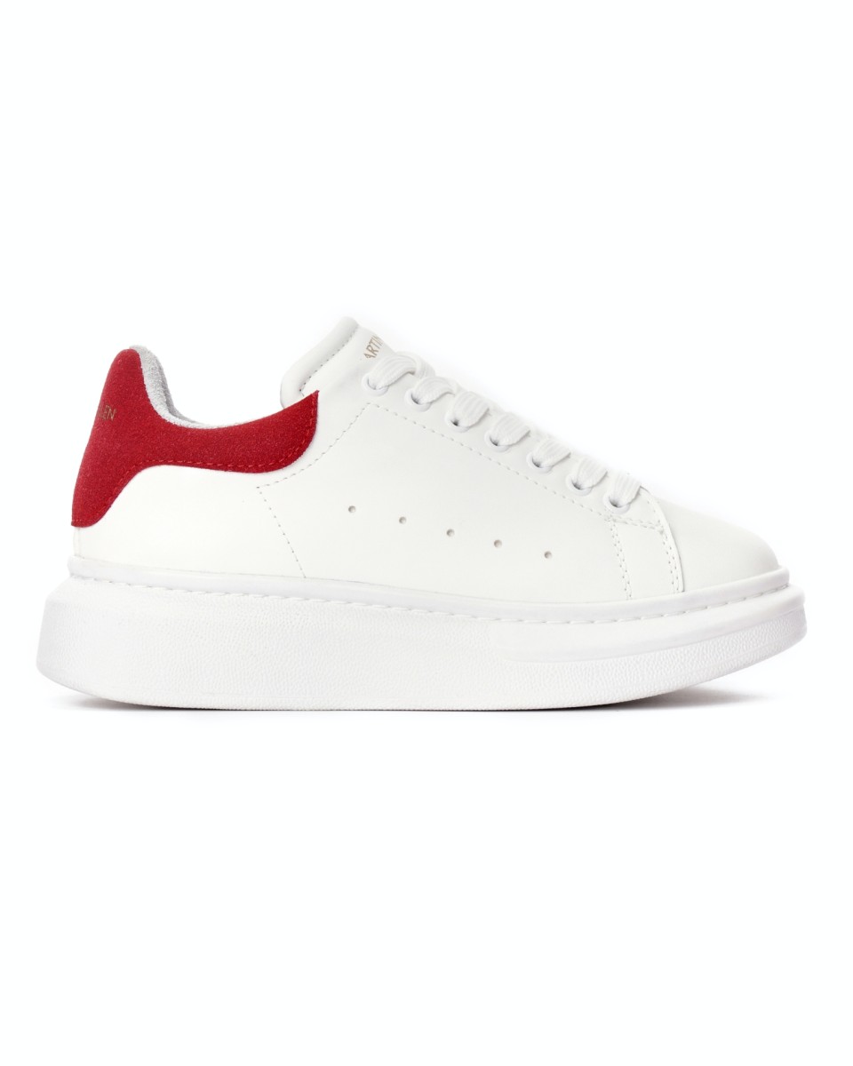 Martin Valen Sneakers da Donna con Suola Alta in Bianco e Rosso - Bianco