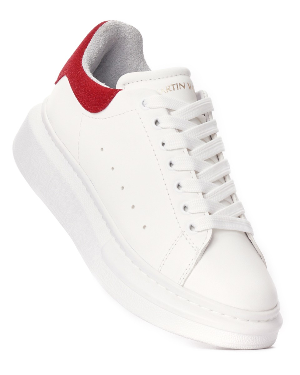 Martin Valen Women’s Chunky Sneakers in White and Red | Martin Valen