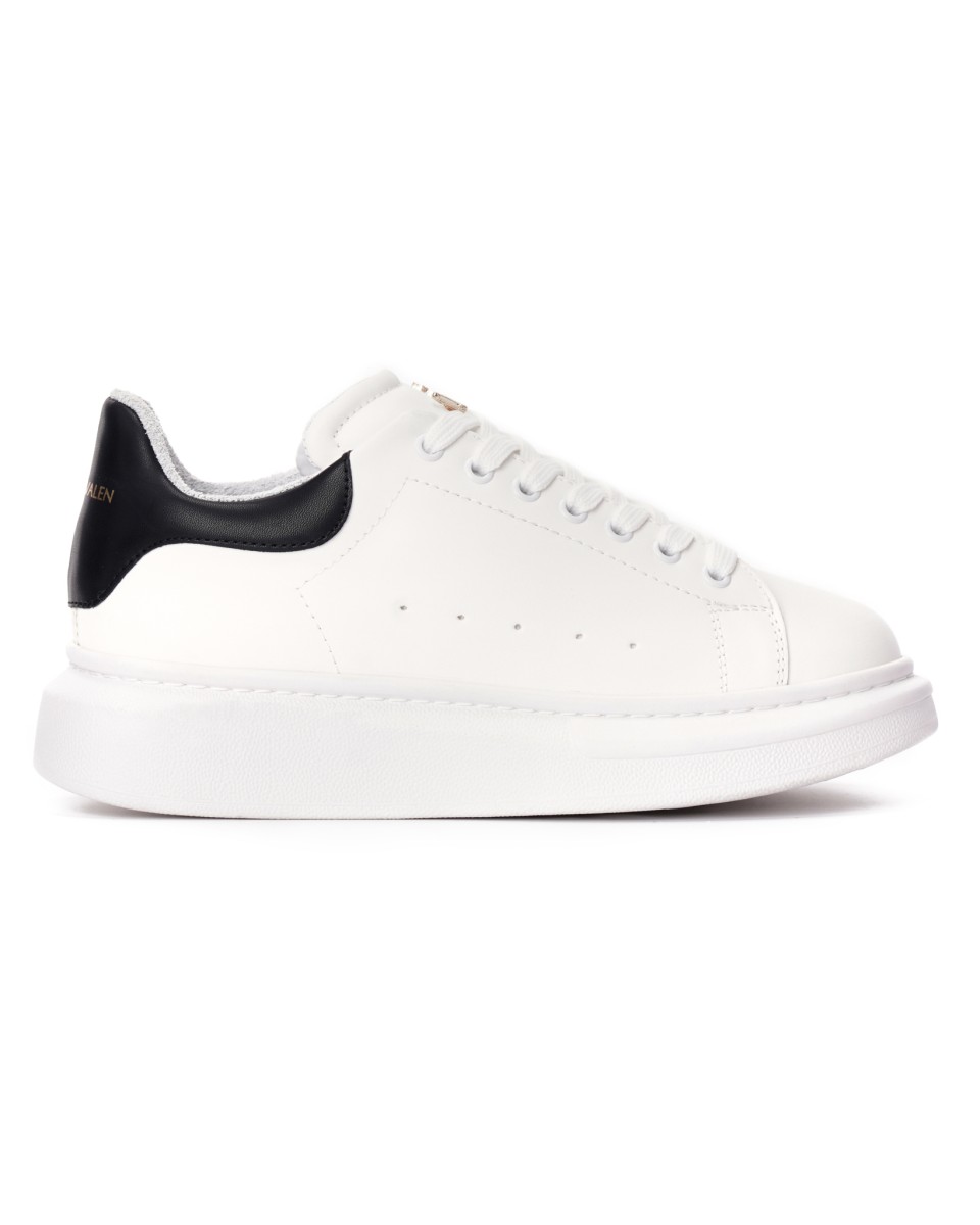 Women's Crowned Chunky Sneakers Shoes White-Black