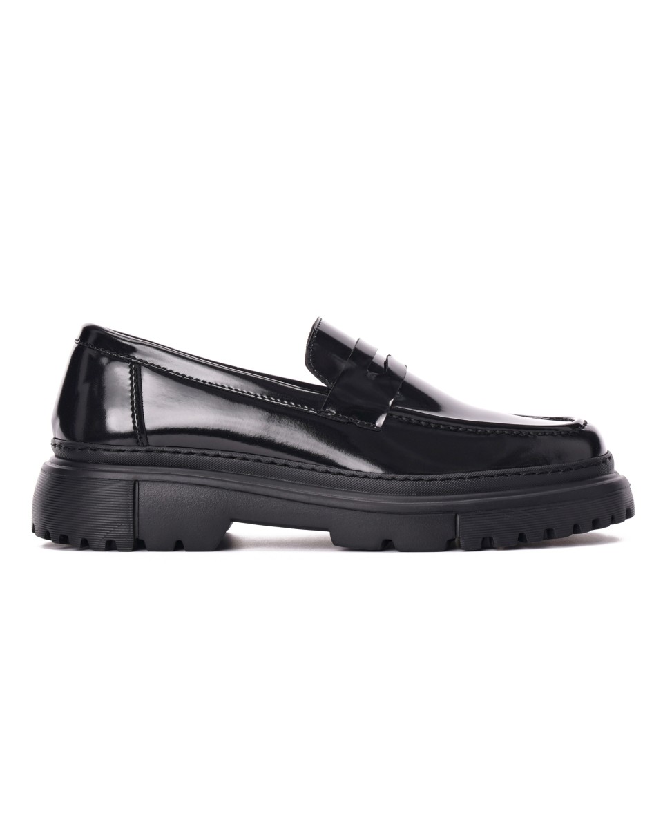 Full Black Loafer With High Sole | Martin Valen