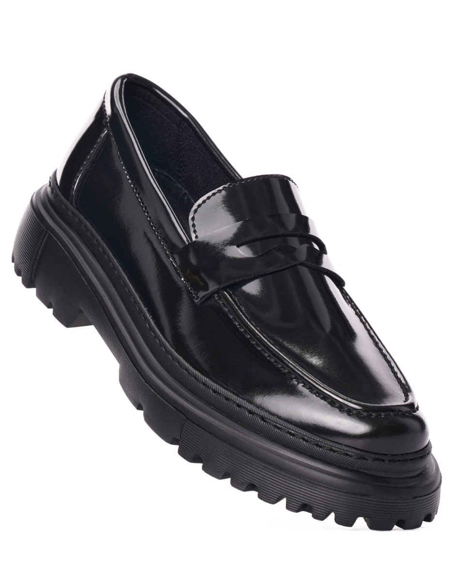 Full Black Loafer With High Sole | Martin Valen