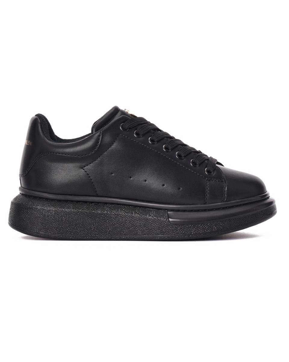 Women’s Crowned Chunky Sneakers Shoes Full Black | Martin Valen