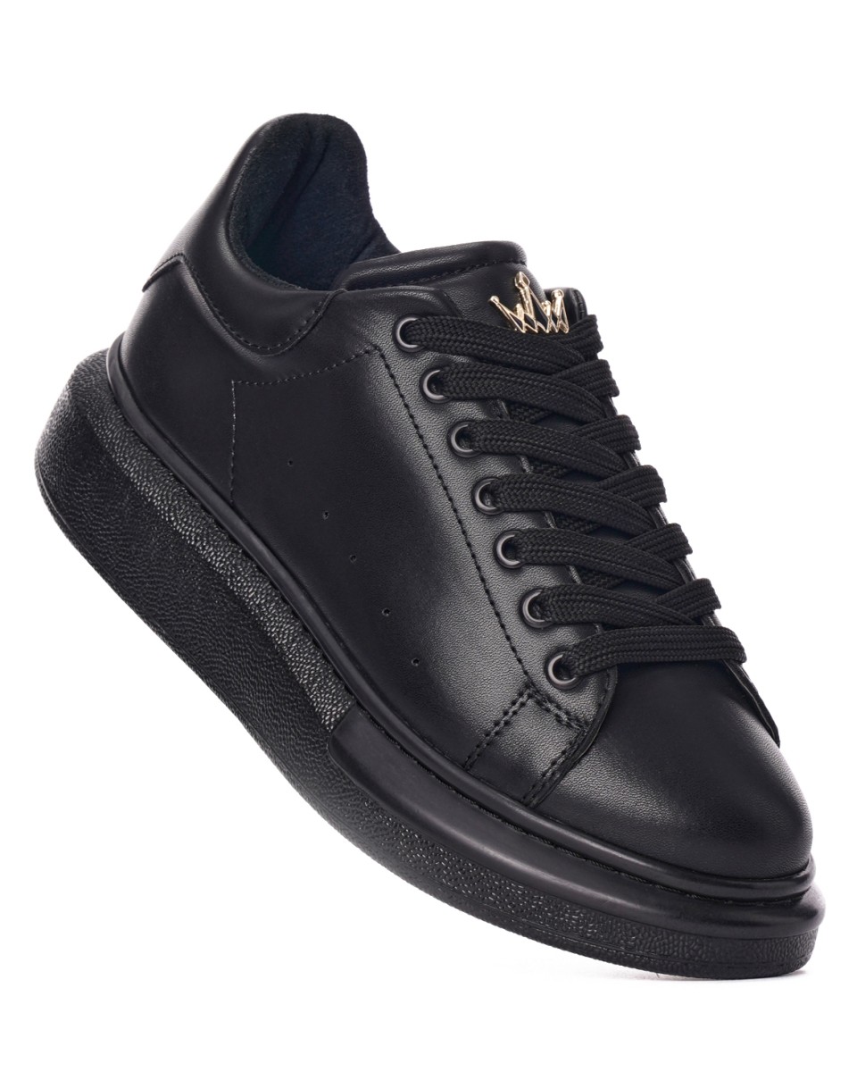 Women’s Crowned Chunky Sneakers Shoes Full Black | Martin Valen