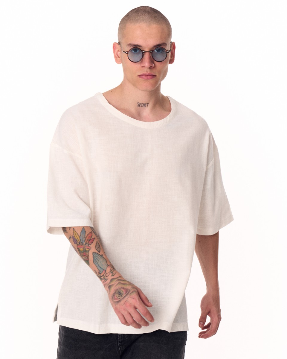 T-shirt Léger Surdimensionné Blanc pour Hommes | Martin Valen