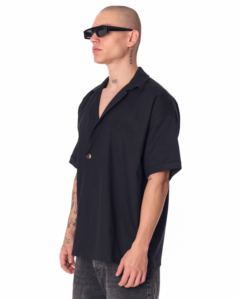 Jointer Button Oversized T-shirt - Black