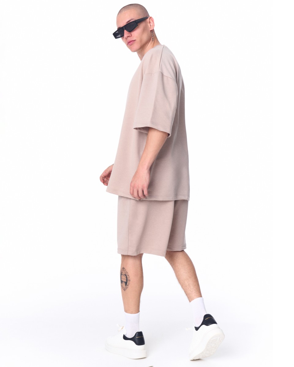 Shorts Masculino Oversized em Tecido Leve Terno Bege | Martin Valen