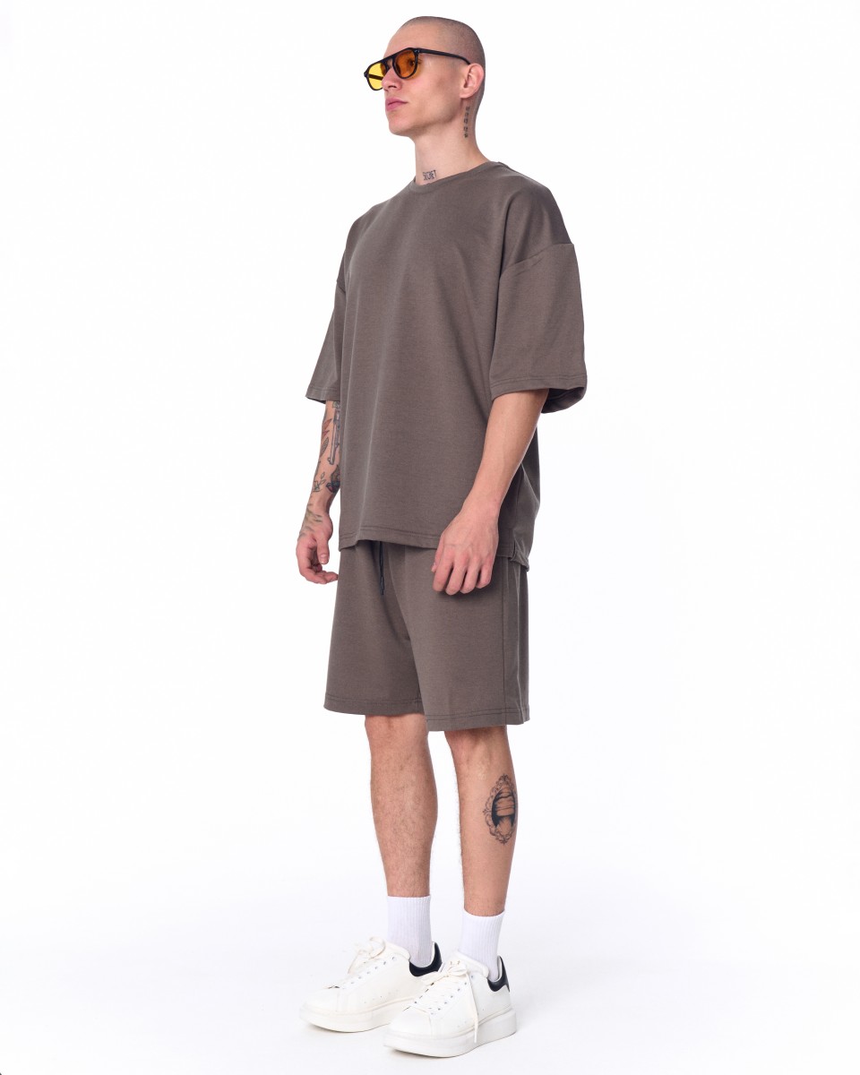 Conjunto de pantalones cortos oversize de tejido ligero para hombre caqui | Martin Valen