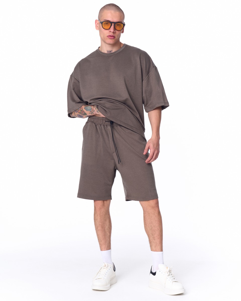 Conjunto de pantalones cortos oversize de tejido ligero para hombre caqui | Martin Valen
