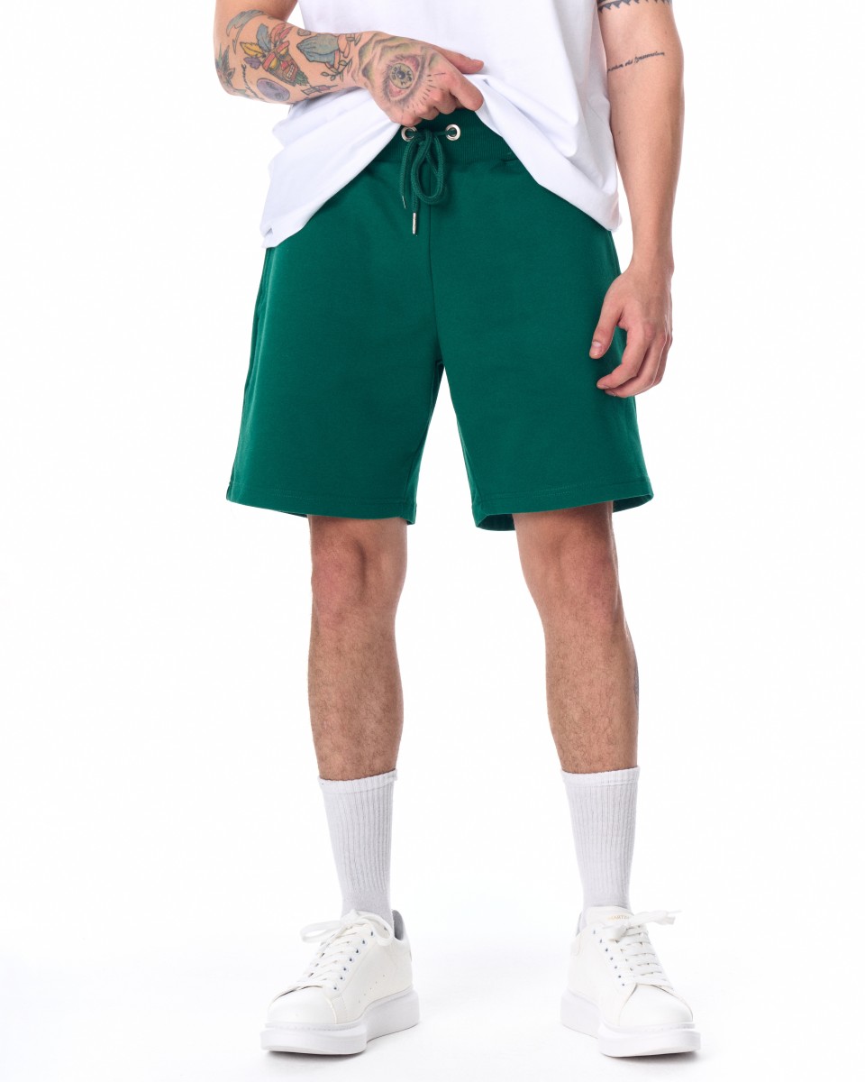 Мужские базовые флисовые спортивные шорты зеленого цвета - Зелёный