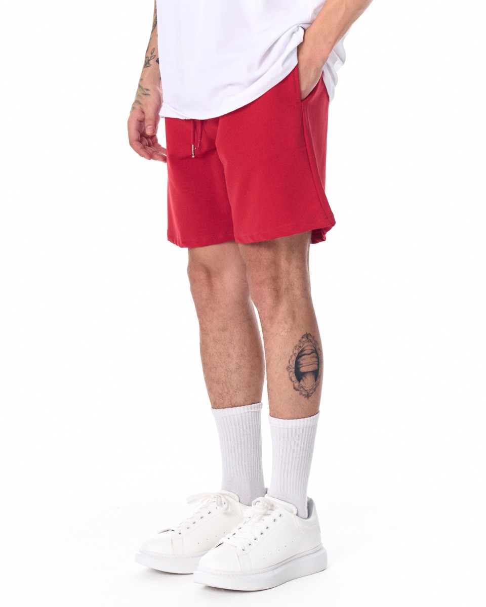 Pantalón Corto de Hombre Basic Fleece Sport en Rojo | Martin Valen